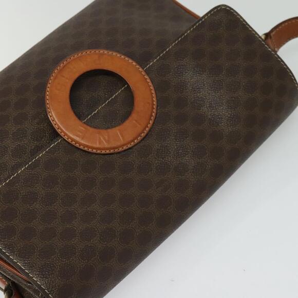 CELINE Macadam Canvas Shoulder Bag Pvc Leather Brown Gold - Picture 6 of 12